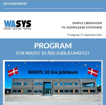 Program for WASYS' 10-års jubilæumsfest